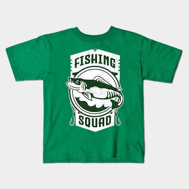 fishing squad Kids T-Shirt by ArtStopCreative